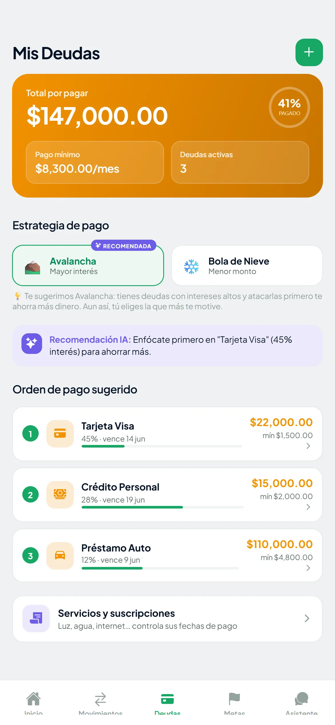 Pantalla de Sallid: Un plan claro para salir de deudas